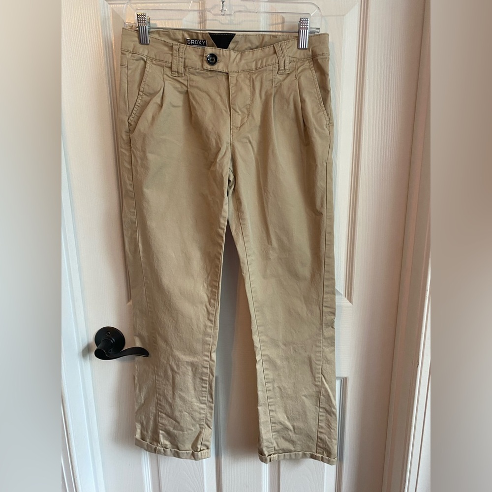 Roxy Size 3 Khaki Chino Pants | Juniors Slim Ankle Twill | Beige Casual Surfwear